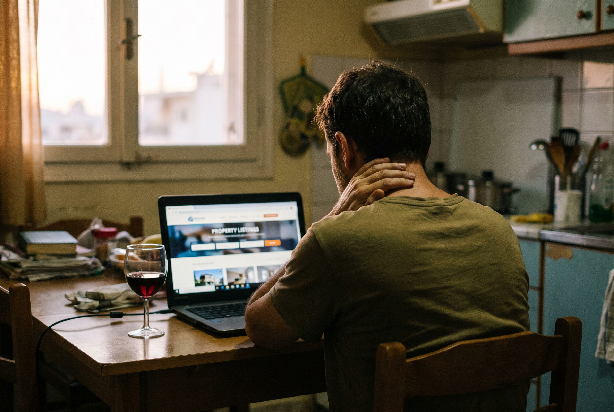 Remote buyer researching Greek island property