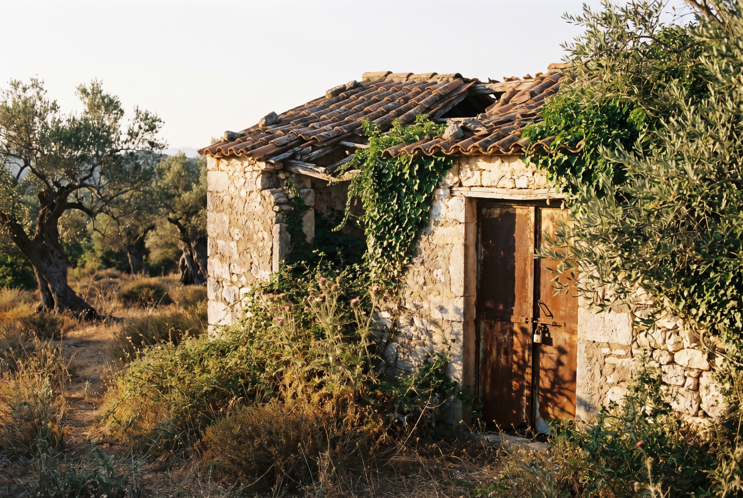 Abandoned old stone house in the Greek countryside