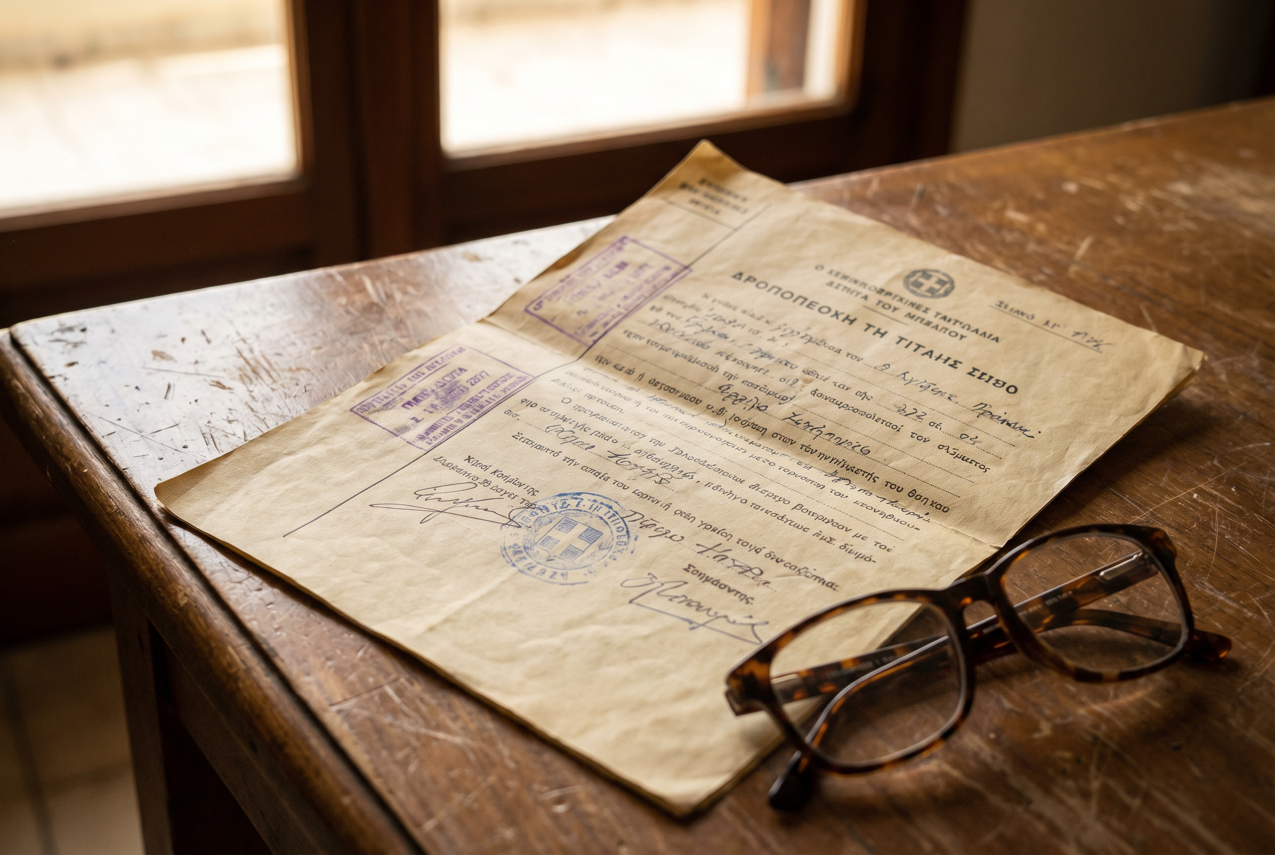 Greek property title deed document